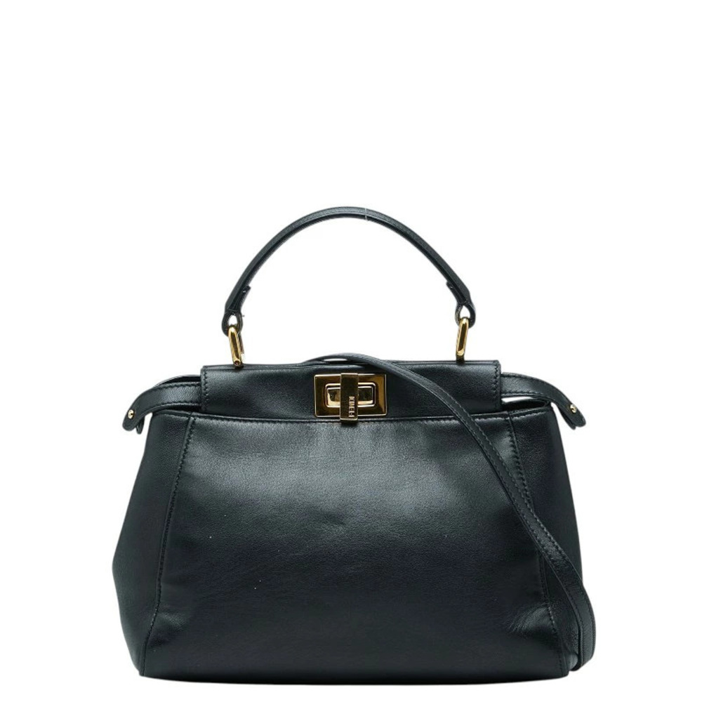 Fendi Peekaboo 2way Shoulder Bag Black Leather